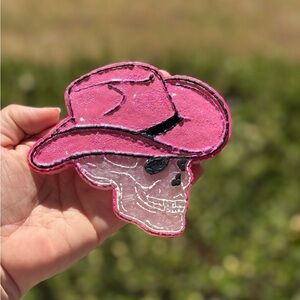 Pink Skull Cowboy Hat Patch